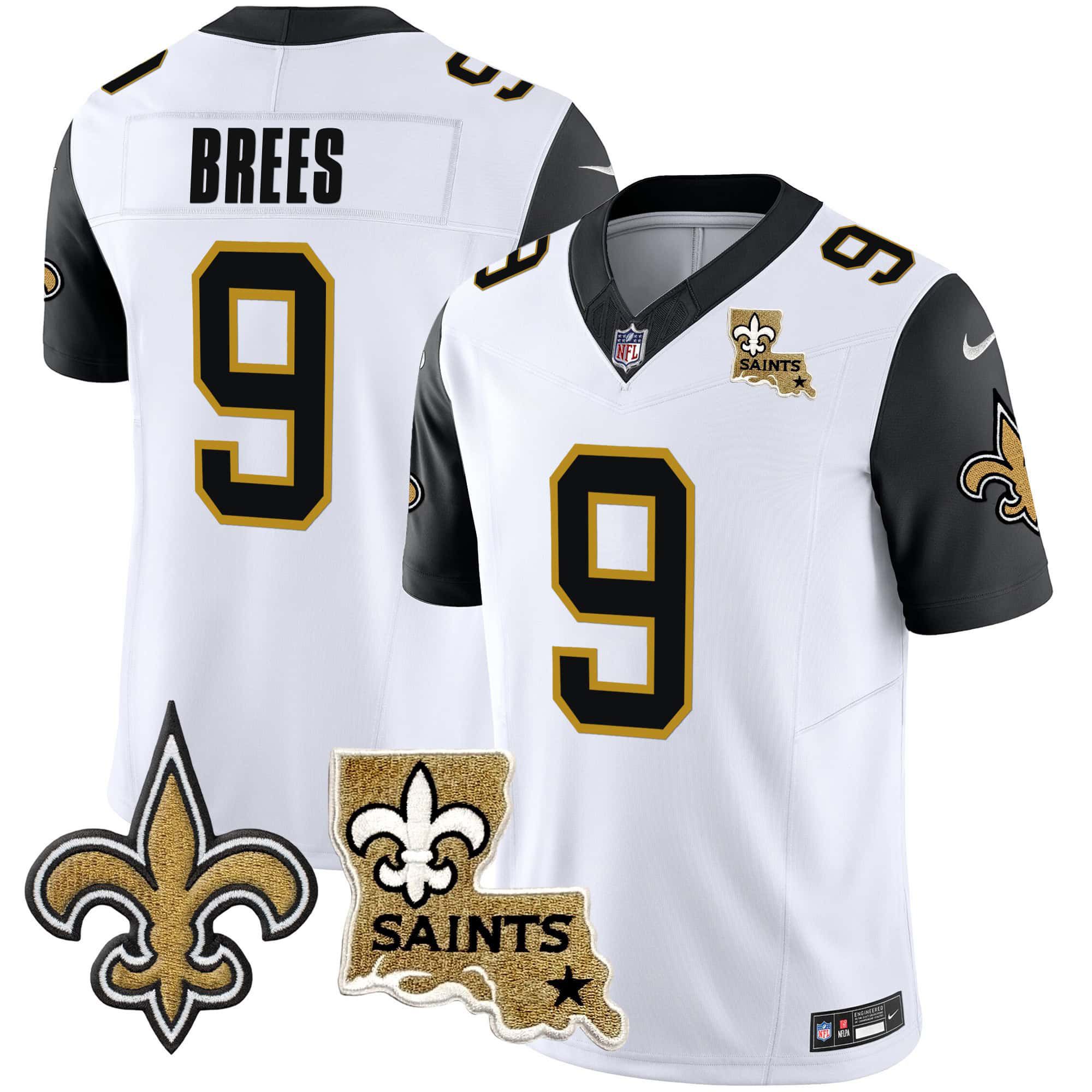 Men New Orleans Saints #9 Brees White 2024 Nike Vapor Limited NFL Jersey style 2